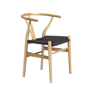 Evelina Solid Wood Dining Side Chair Set of 2 Mid-century Geometric Rush Seat Design