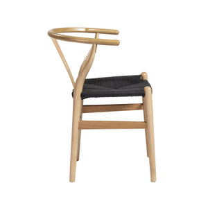 Evelina Solid Wood Dining Side Chair Set of 2 Mid-century Geometric Rush Seat Design