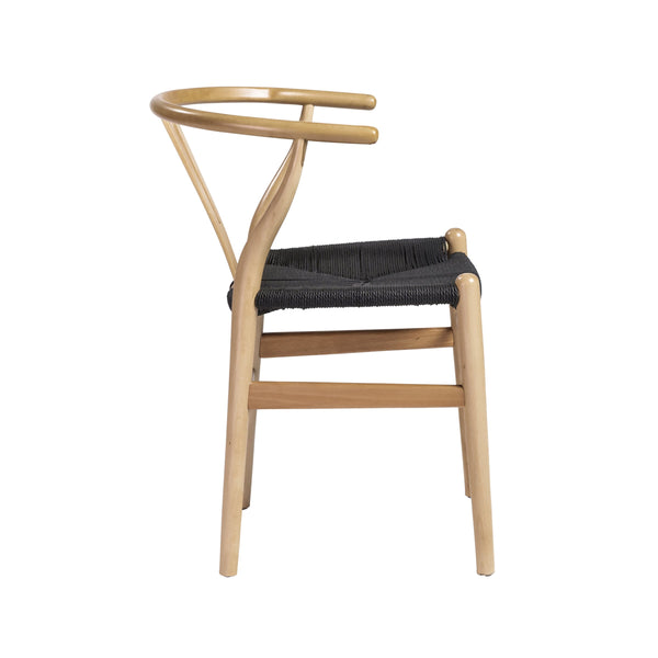 Evelina Solid Wood Dining Side Chair Set of 2 Mid-century Geometric Rush Seat Design