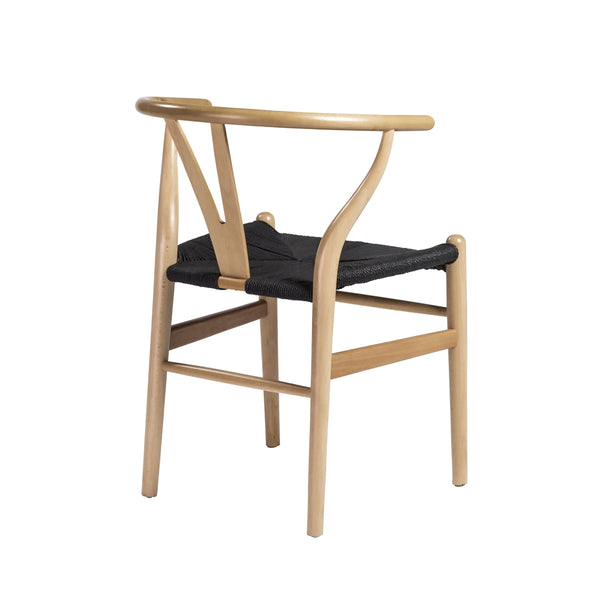 Evelina Solid Wood Dining Side Chair Set of 2 Mid-century Geometric Rush Seat Design