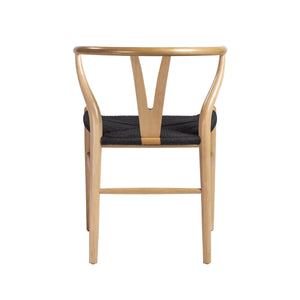 Evelina Solid Wood Dining Side Chair Set of 2 Mid-century Geometric Rush Seat Design