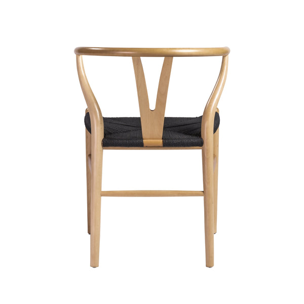 Evelina Solid Wood Dining Side Chair Set of 2 Mid-century Geometric Rush Seat Design