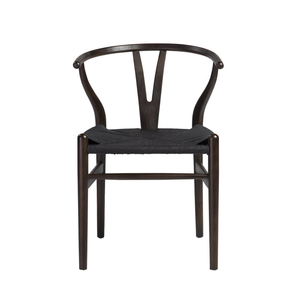 Evelina Solid Wood Dining Side Chair Set of 2 Mid-century Geometric Rush Seat Design
