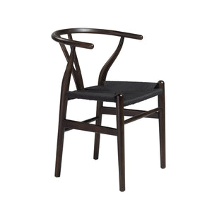Evelina Solid Wood Dining Side Chair Set of 2 Mid-century Geometric Rush Seat Design