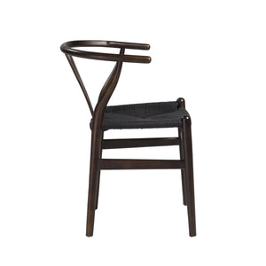 Evelina Solid Wood Dining Side Chair Set of 2 Mid-century Geometric Rush Seat Design