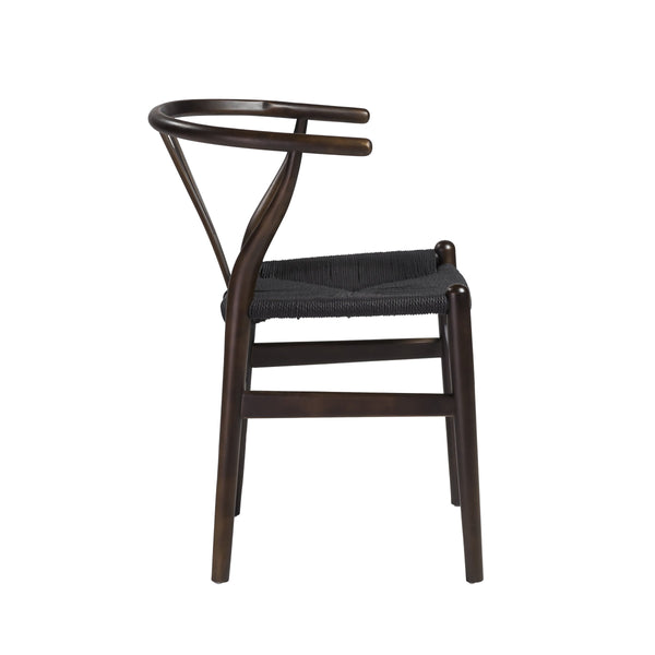 Evelina Solid Wood Dining Side Chair Set of 2 Mid-century Geometric Rush Seat Design