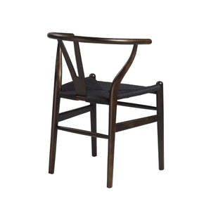 Evelina Solid Wood Dining Side Chair Set of 2 Mid-century Geometric Rush Seat Design
