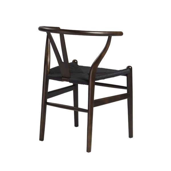 Evelina Solid Wood Dining Side Chair Set of 2 Mid-century Geometric Rush Seat Design