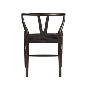Evelina Solid Wood Dining Side Chair Set of 2 Mid-century Geometric Rush Seat Design