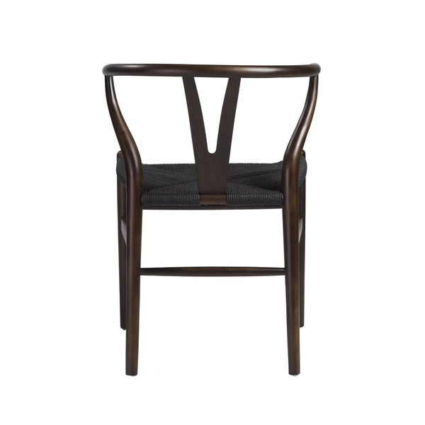 Evelina Solid Wood Dining Side Chair Set of 2 Mid-century Geometric Rush Seat Design