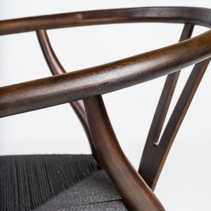 Evelina Solid Wood Dining Side Chair Set of 2 Mid-century Geometric Rush Seat Design