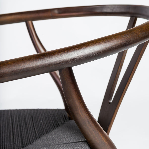 Evelina Solid Wood Dining Side Chair Set of 2 Mid-century Geometric Rush Seat Design