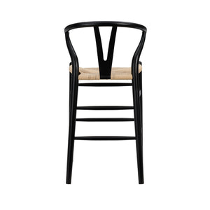 Evelina Mid-century Rush Seat Counter Stool with Solid Wood Frame Artisan Crafted Elegance