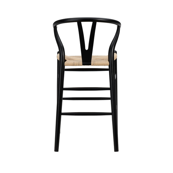 Evelina Mid-century Rush Seat Counter Stool with Solid Wood Frame Artisan Crafted Elegance