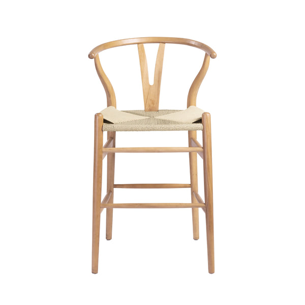 Evelina Mid-century Rush Seat Counter Stool with Solid Wood Frame Artisan Crafted Elegance