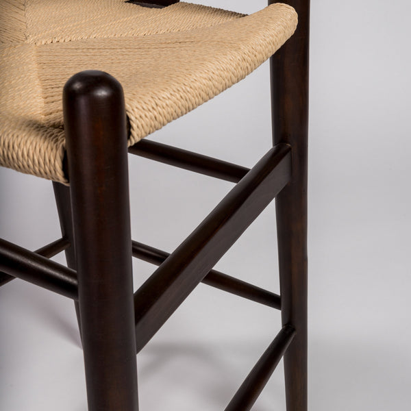 Evelina Mid-century Rush Seat Counter Stool with Solid Wood Frame Artisan Crafted Elegance