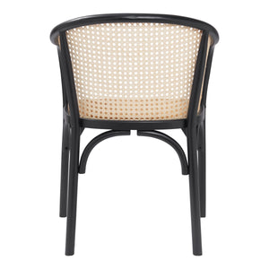 Elsy Solid Wood Armchair with Cane Back and Rattan Seat for Elegant Dining Rooms