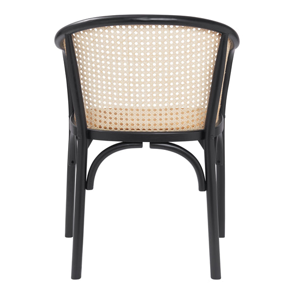 Elsy Solid Wood Armchair with Cane Back and Rattan Seat for Elegant Dining Rooms