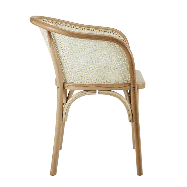 Elsy Solid Wood Armchair with Cane Back and Rattan Seat for Elegant Dining Rooms