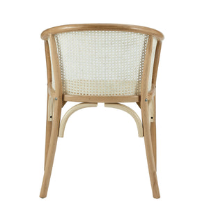 Elsy Solid Wood Armchair with Cane Back and Rattan Seat for Elegant Dining Rooms