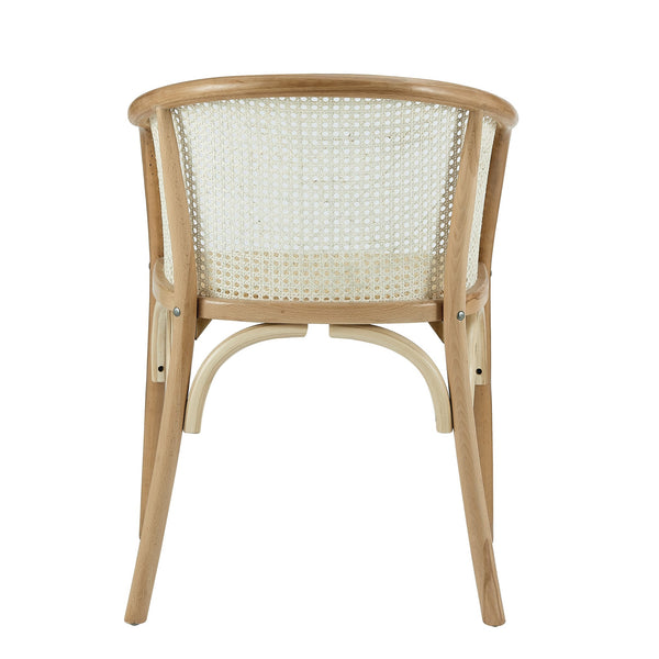 Elsy Solid Wood Armchair with Cane Back and Rattan Seat for Elegant Dining Rooms