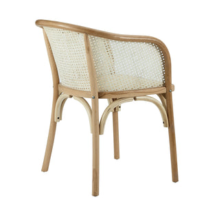 Elsy Solid Wood Armchair with Cane Back and Rattan Seat for Elegant Dining Rooms