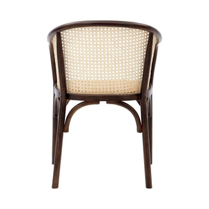 Elsy Solid Wood Armchair with Cane Back and Rattan Seat for Elegant Dining Rooms