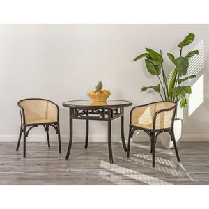 Elsy Solid Wood Armchair with Cane Back and Rattan Seat for Elegant Dining Rooms