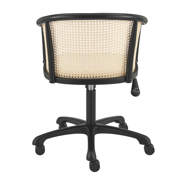 Elsy Scandinavian Cane Back Office Chair with Velvet Seat for Stylish Modern Workspace