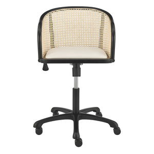 Elsy Scandinavian Cane Back Office Chair with Velvet Seat for Stylish Modern Workspace