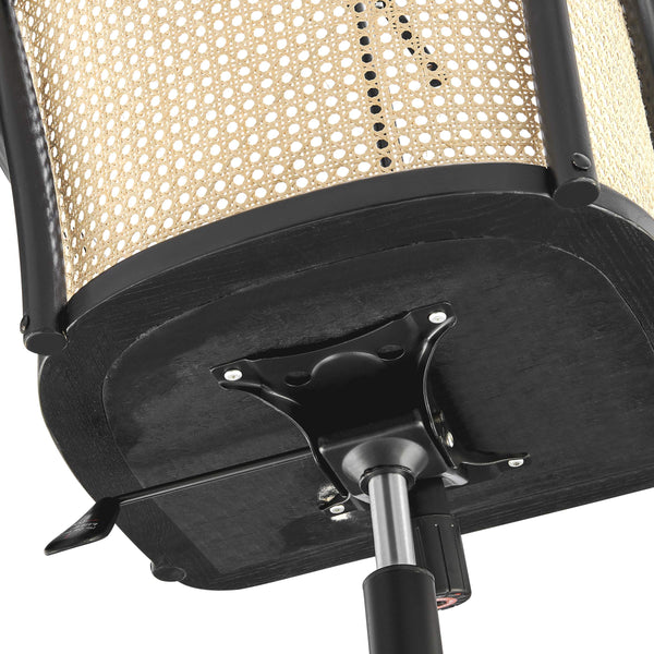 Elsy Scandinavian Cane Back Office Chair with Velvet Seat for Stylish Modern Workspace