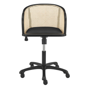 Elsy Scandinavian Cane Back Office Chair with Velvet Seat for Stylish Modern Workspace