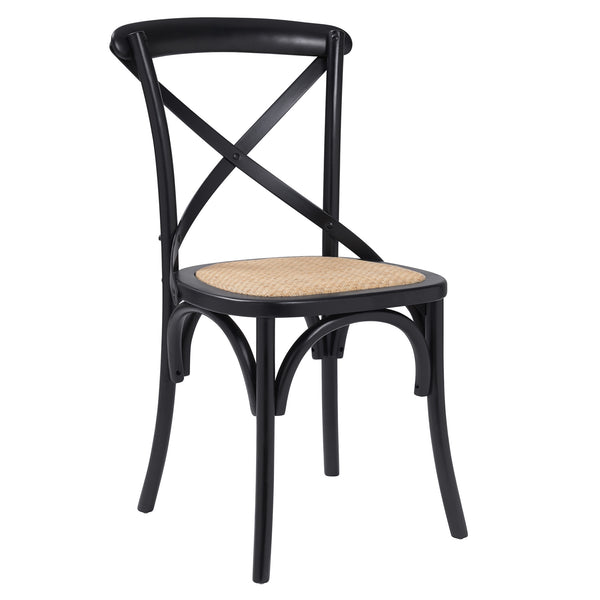 Neyo Geometric Solid Wood Dining Chair with Woven Rattan Seat Stain Resistant Set