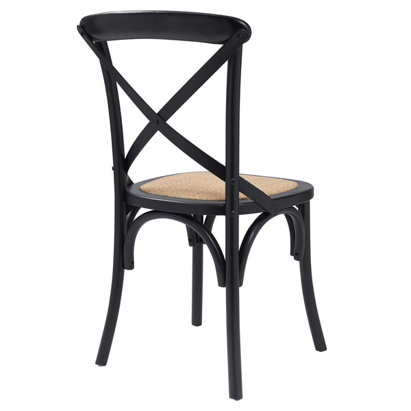 Neyo Geometric Solid Wood Dining Chair with Woven Rattan Seat Stain Resistant Set