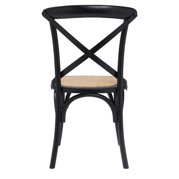 Neyo Geometric Solid Wood Dining Chair with Woven Rattan Seat Stain Resistant Set