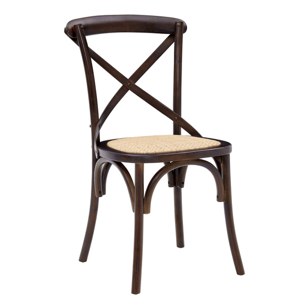 Neyo Geometric Solid Wood Dining Chair with Woven Rattan Seat Stain Resistant Set