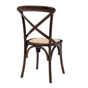 Neyo Geometric Solid Wood Dining Chair with Woven Rattan Seat Stain Resistant Set