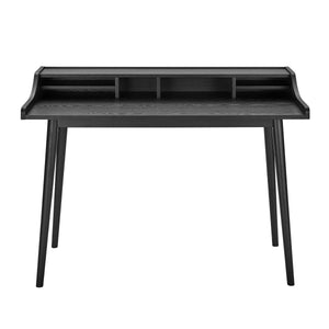 EE Test Vendor Flavio Writing Desk with Six Open Shelves and Solid Wood Legs for Home Office Storage Matte Black EETEST-09701-BLK