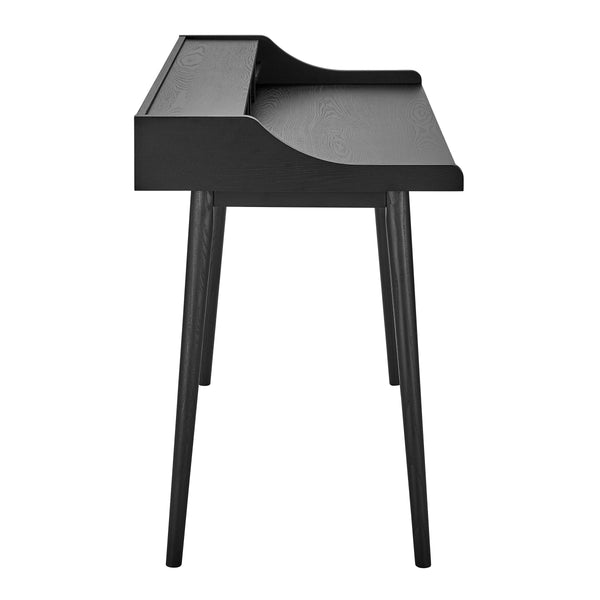 Flavio Writing Desk with Six Open Shelves and Solid Wood Legs for Home Office Storage