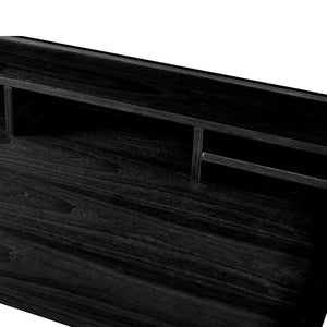 Flavio Writing Desk with Six Open Shelves and Solid Wood Legs for Home Office Storage