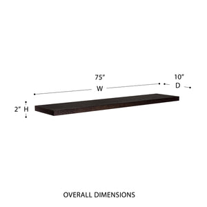 Barney Modern 75 Inch Floating Wall Shelf for Books Figurines and Decorative Display Accents