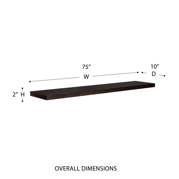 Barney Modern 75 Inch Floating Wall Shelf for Books Figurines and Decorative Display Accents
