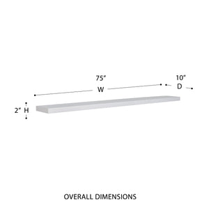 Barney Modern 75 Inch Floating Wall Shelf for Books Figurines and Decorative Display Accents