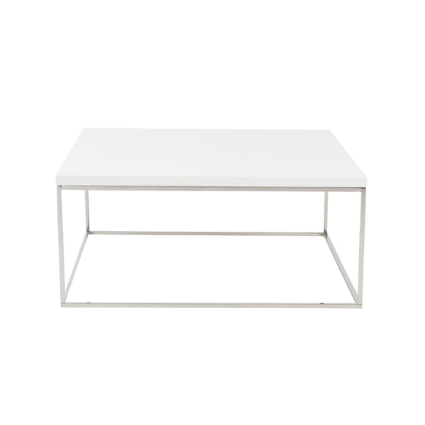 Teresa Square Coffee Table with Glam Steel Base for Modern Living Room Centerpiece Display