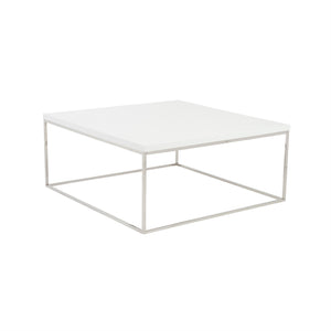 Teresa Square Coffee Table with Glam Steel Base for Modern Living Room Centerpiece Display