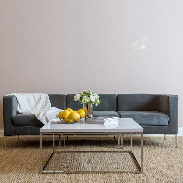 Teresa Square Coffee Table with Glam Steel Base for Modern Living Room Centerpiece Display