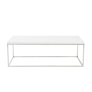 Teresa Rectangular Coffee Table with Glam Stainless Steel Base for Modern Living Rooms