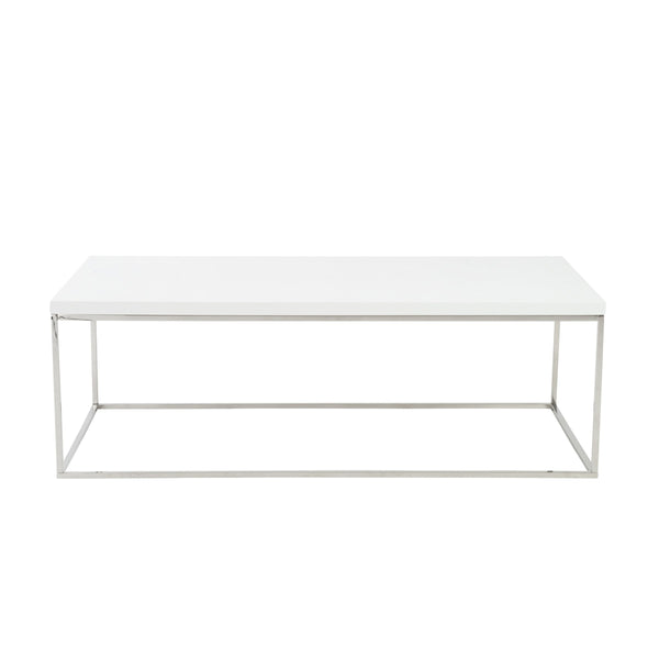 Teresa Rectangular Coffee Table with Glam Stainless Steel Base for Modern Living Rooms