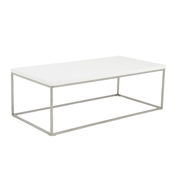 Teresa Rectangular Coffee Table with Glam Stainless Steel Base for Modern Living Rooms