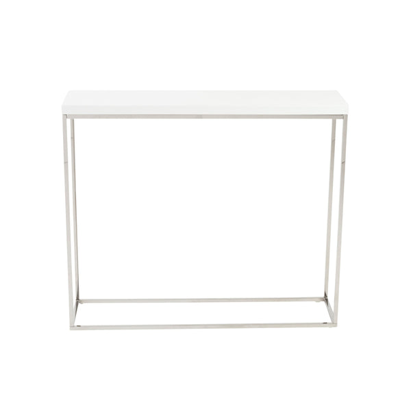 Teresa Lacquered Console Table with Sleek Metal Base for Glam Modern Entryway or Living Room